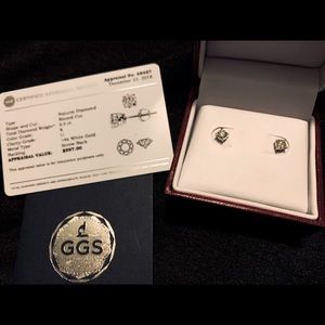 Rnd diamond GCS Cert 14k wht gld .5ct  screw back